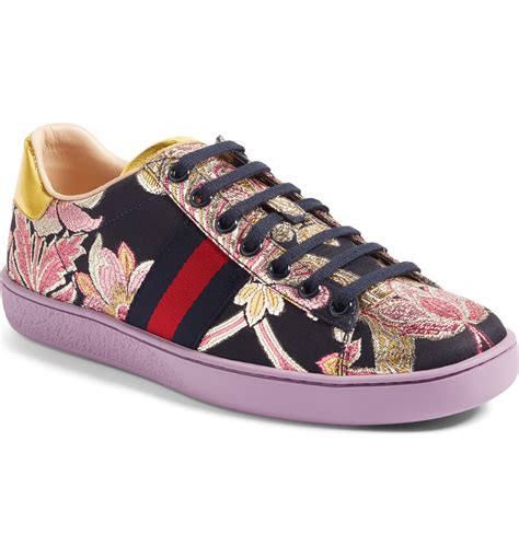 gucci ace floral black|gucci ace metallic snakeskin sneakers.